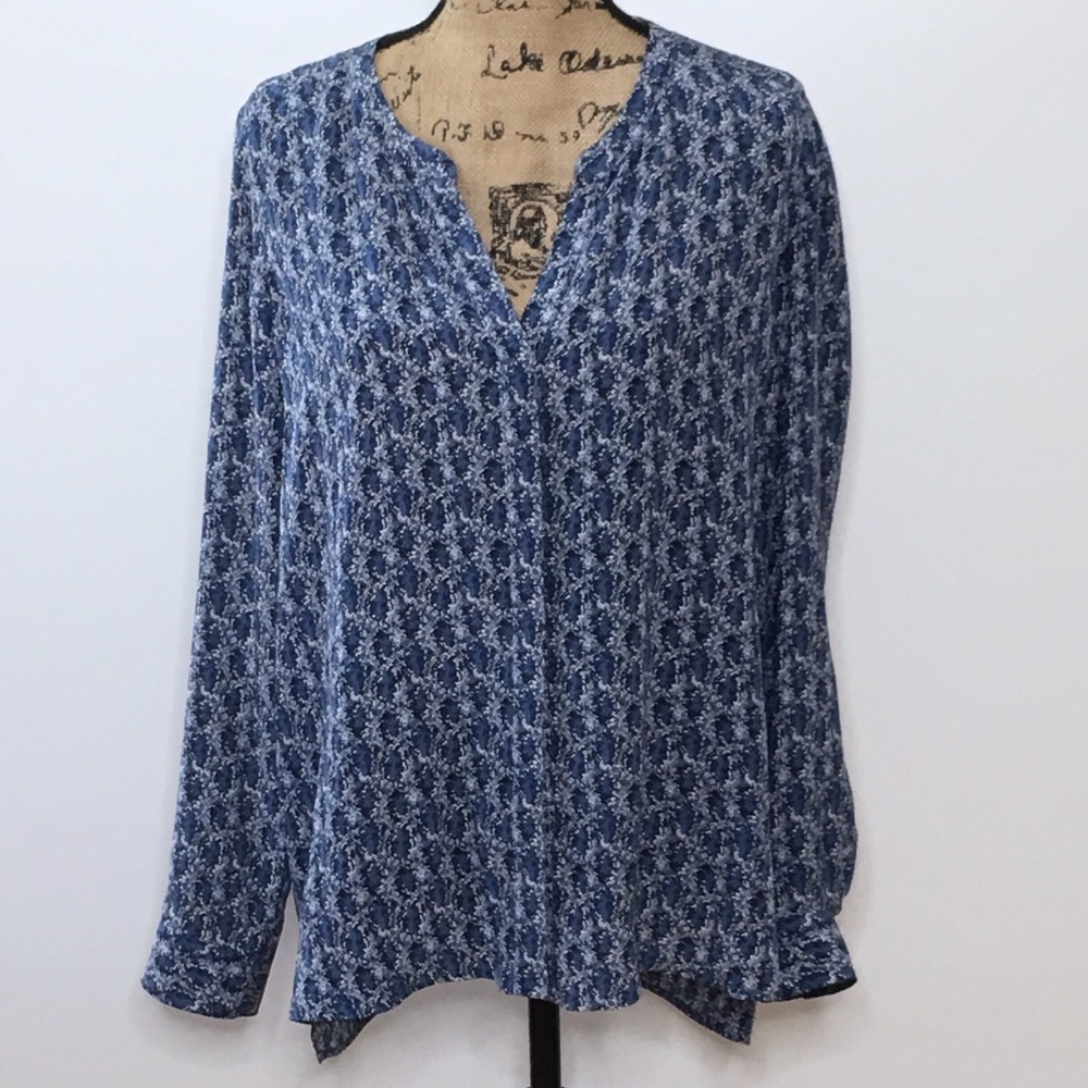 Joie Blue Silk Blouse Top Shirt Size Small